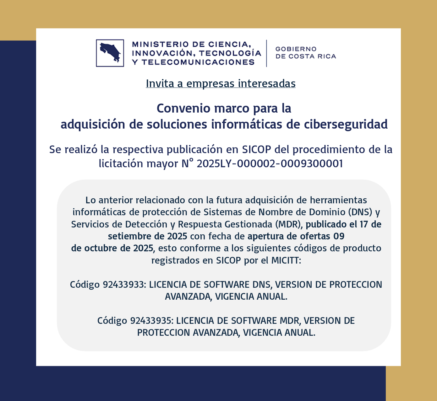 MICITT | Ministerio de Ciencia, Innovación, Tecnología y Telecomunicaciones