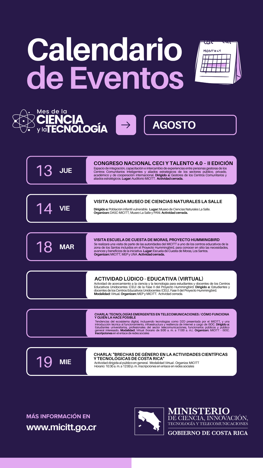 Afiche 2 del calendario de eventos