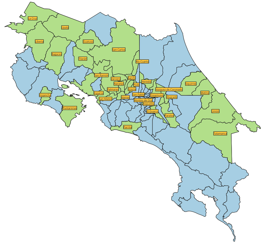 Municipalidades que aprobaron (34 cantones)